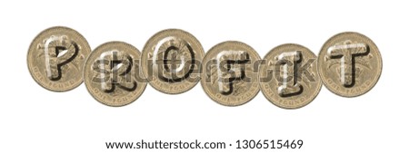 PROFIT – Coins on white background