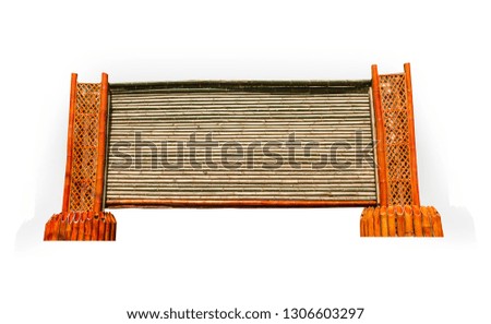 Bamboo advertising signs made of realistic dry bamboo poles with empty copy space for text or image. isolated on a white background 