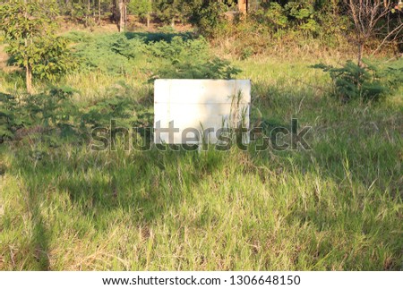 blank signboard in the forest