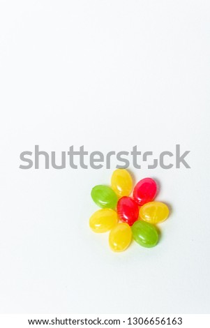 multi-colored caramel on a white background
