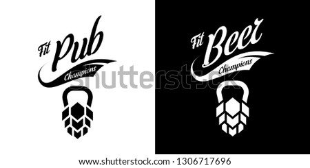 Modern craft beer drink isolated vector logo sign for bar, pub, store, brewhouse or brewery. Premium quality fitness logotype emblem illustration set. Brewing fest fashion t-shirt badge design bundle.