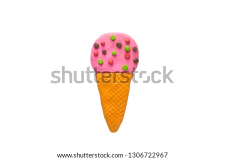 Ice cream from Plasticine isolated on white with clipping path,