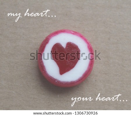 Image of a heart with the inscription on the background. Soft image