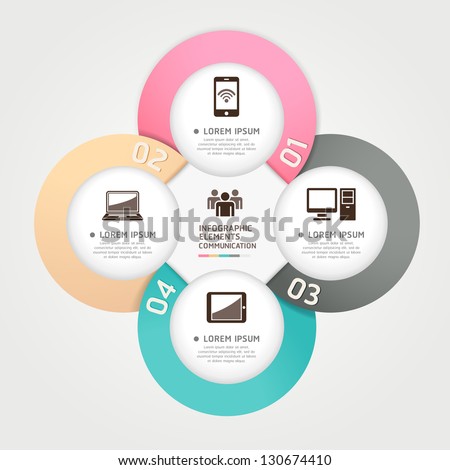Modern communication technology circle origami style options banner. Vector illustration. can be used for workflow layout, diagram, number options, step up options, web design, infographics.