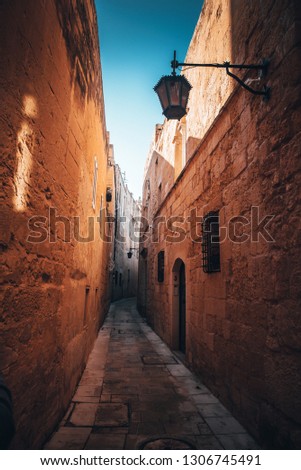 Mdina streets in Malta, Old historical town with beautiful architecture