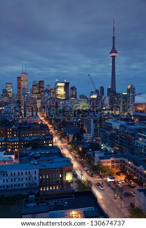Downtown Toronto skyline at night