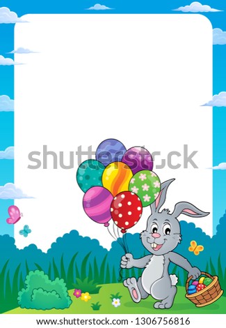 Easter bunny with balloons theme frame 1 - eps10 vector illustration.