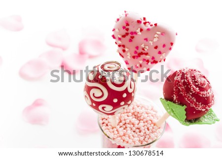 Fancy cake pops decorated for Valentine's day.