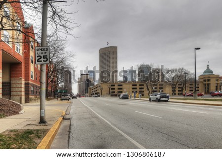 A Street scene in Indianapolis, Indiana