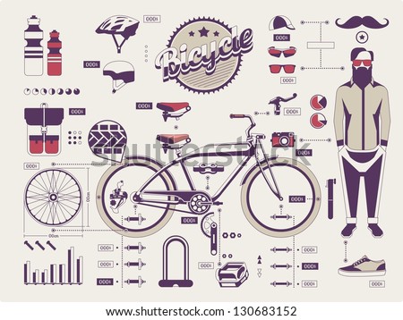 hipster vs bike info graphic elements