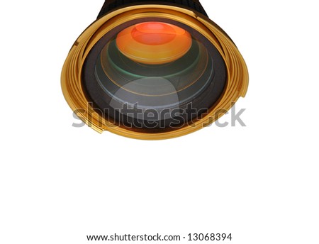 Golden eye, nice gold lens isolated white background