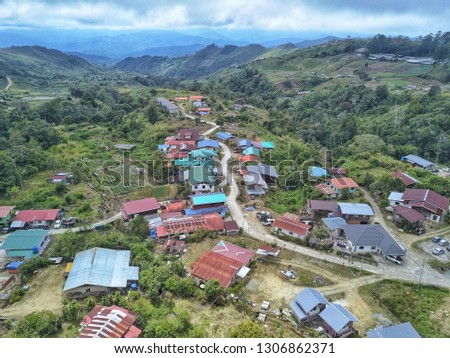 Sky view or rural landscape in Kundasang, Ranau,Sabah.Malaysia.Borneo. (Kg Mesilou)