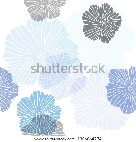 Dark BLUE vector seamless doodle pattern with flowers. Illustration with colorful abstract doodle flowers. Design for textile, fabric, wallpapers.