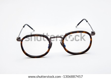 Vintage leopard border glasses on white background