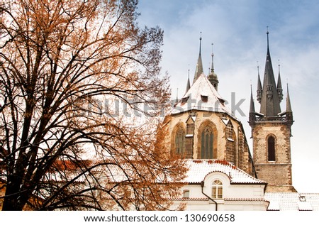 Famous Church of our lady before Tyn in Prague, Czech Republic