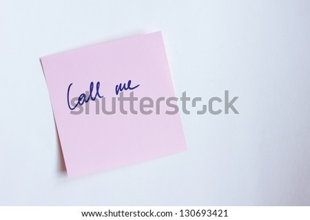Stick paper with letters on white background