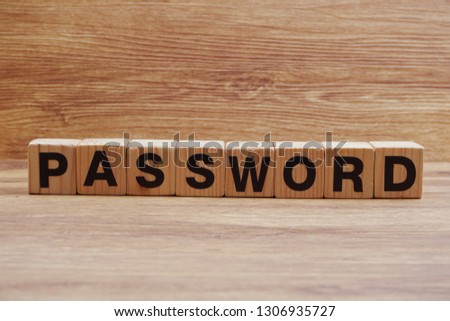 password word made with wooden blocks