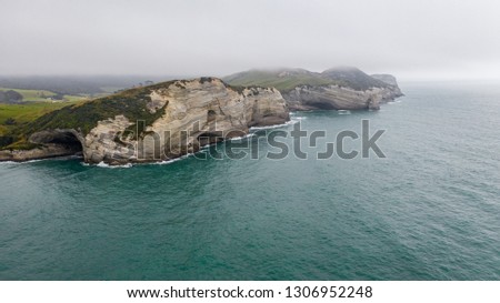 Cape Farewell South Island New Zealand aerial image, drone photography over cape farewell in New Zealand, beautiful cliff from above shot with a drone