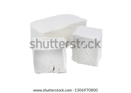 White cheese isolated on the white background