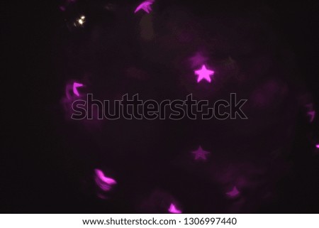 Bokeh lights pink and gold star shapes