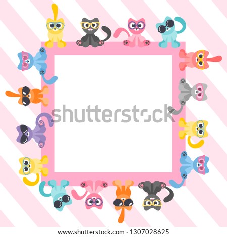 Frame with cats with glasses