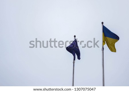 Ukraine and european union flags 