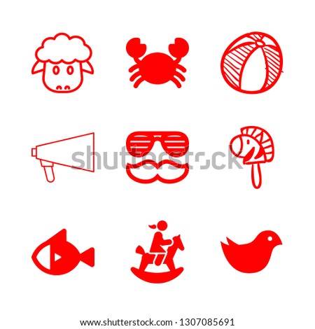animal icons set with horse head on a stick, costume and hobby horse vector set