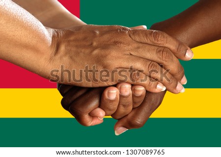 togo flag, intergration of a multicultural group of young people