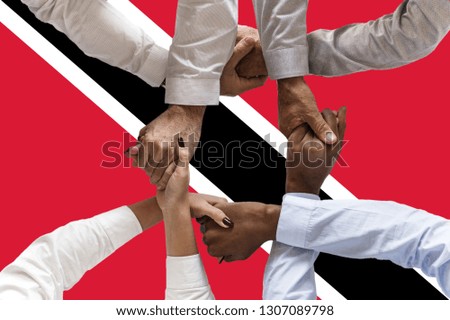 trinidad and tobago flag, intergration of a multicultural group of young people