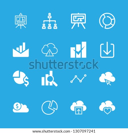 diagram icons set with email graph, down arrow to a square and market research vector set