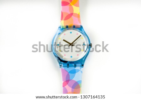 Blue red rose wrist watch