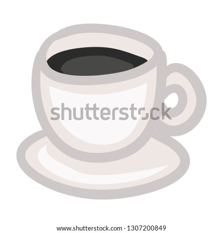 Coffee in a Cup. Drink Doodle Color Clip Art. Hand Drawn Design. Color Sketch