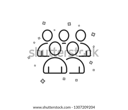 Group line icon. Business management sign. Teamwork symbol. Geometric shapes. Random cross elements. Linear Group icon design. Vector
