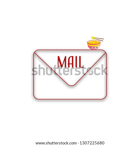 Mail icon. Envelope design. Illustration on white background. For noodle , ramen  business .