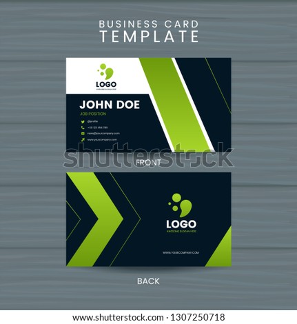 Green and Dark Blue Business Card Template With Degrade