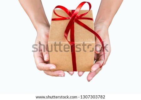 Valentine's Day concept. Lovers give each other gifts.