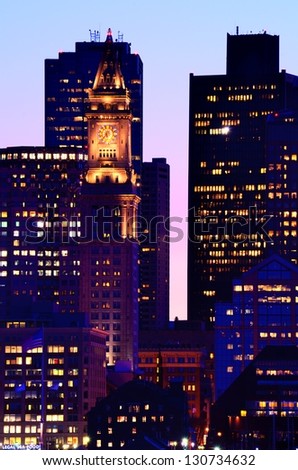 Boston, Massachusetts financial district buildings.