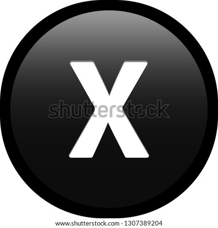 Simple soft Black Greek fraternity alphabet Symbols sign capital letter Χ χ Chi circle button with inner shadow illustration in vector