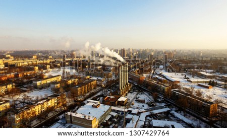Winter cities photo with drone
