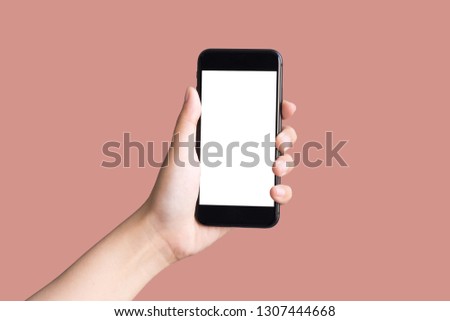 Mockup Copyspace Hands Mobile Phone Clipping Path.Valentine Concept