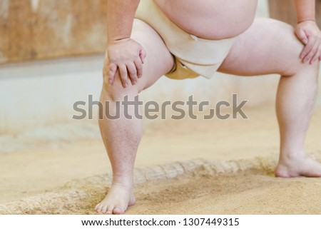 Sumo wrestlers practicing