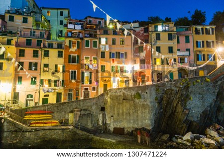 Riomaggiore at night- Italy(cinque terre- UNESCO World Heritage Site)
