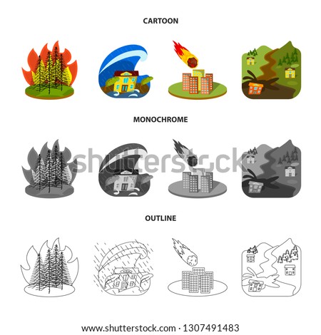 Isolated object of weather and distress symbol. Collection of weather and crash vector icon for stock.