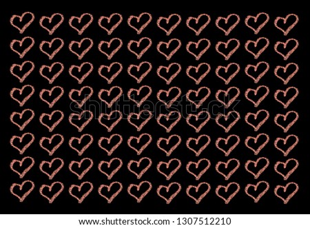 Hearts drawn in red chalk on a black board. Background or texture for your design.