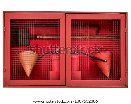 Fire hose cabinet isolated on white background 