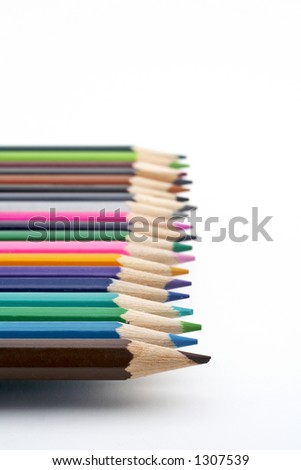 Colored school pencils closeup