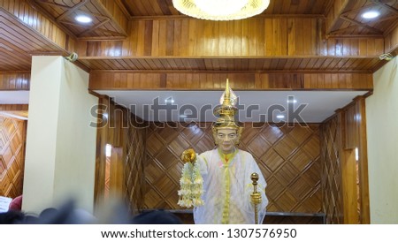 Nat bo bo gyi, The statue of the gods that tourists prefer to pray for fulfillment.Located at Botahtaung Pagoda of Yangon, Myanmar. Royalty-Free Stock Photo #1307576950