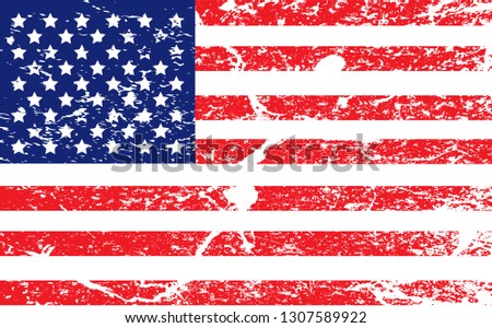 USA flag in grunge style . Vector illustration