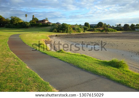 View of Rotary walkway at Tamaki river bank in evening sun