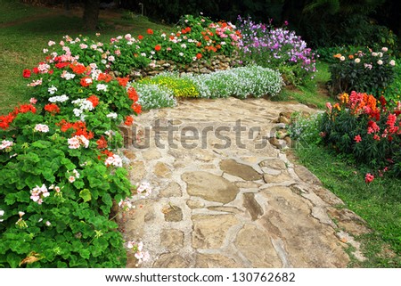 Pathway and flowers in the park